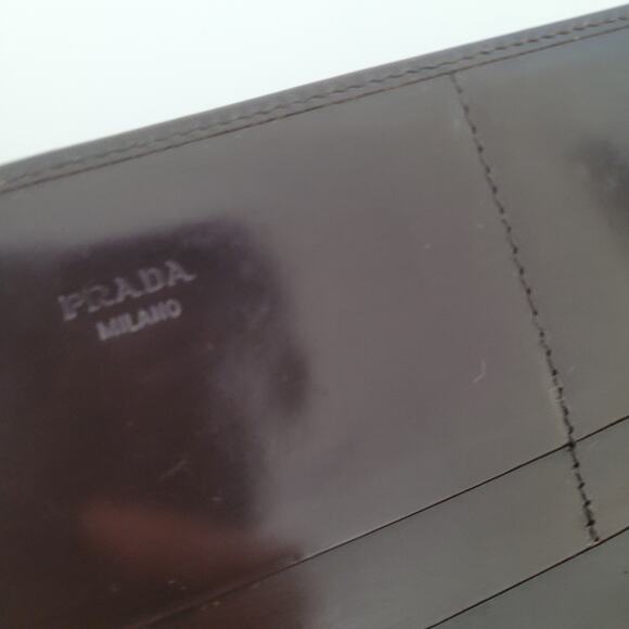 PRADA Foglio In Pelle Spazzolato Cordovan Leather Logo Wallet Envelope Large Box - Picture 5 of 15